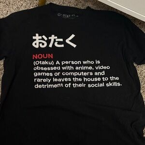 Black Graphic T-Shirt with Otaku Definition